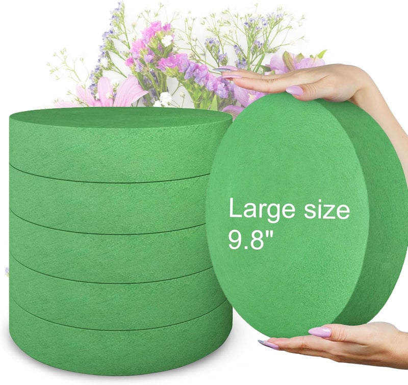 Max Shape 6 Pcs Floral Foam Round Blocks, Large Wet and Dry Green Foam for Artificial and Fresh Flower Arrangement,Flower Foam Blocks for Wedding Party Decorations (9.8 Inch) - Image 1